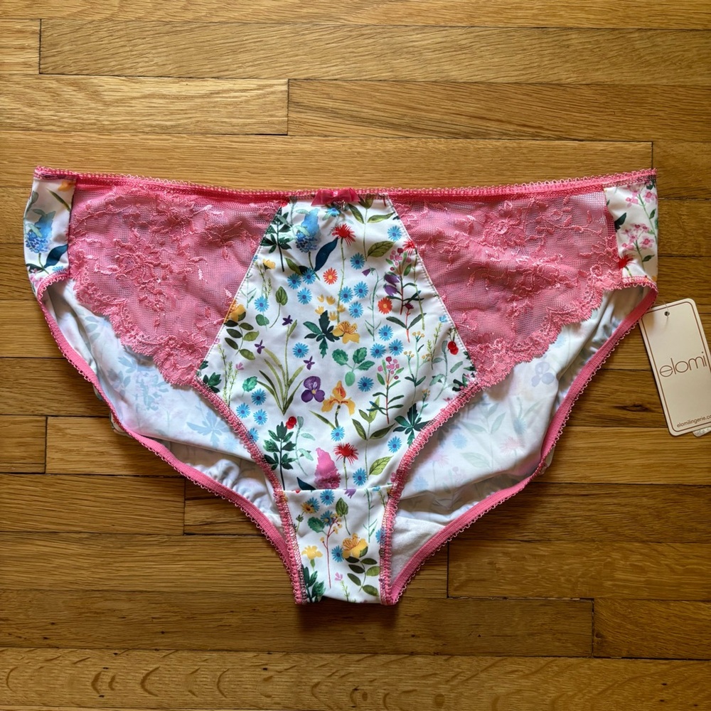 Elomi Maya Brief Panty Sweet Pea XXL Floral Lace Pink Feminine Cottagecore‎
